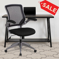 Flash Furniture BL-ZP-8805-BK-GG Mid-Back Mesh Task Chair with Flip-Up Arms in Black
